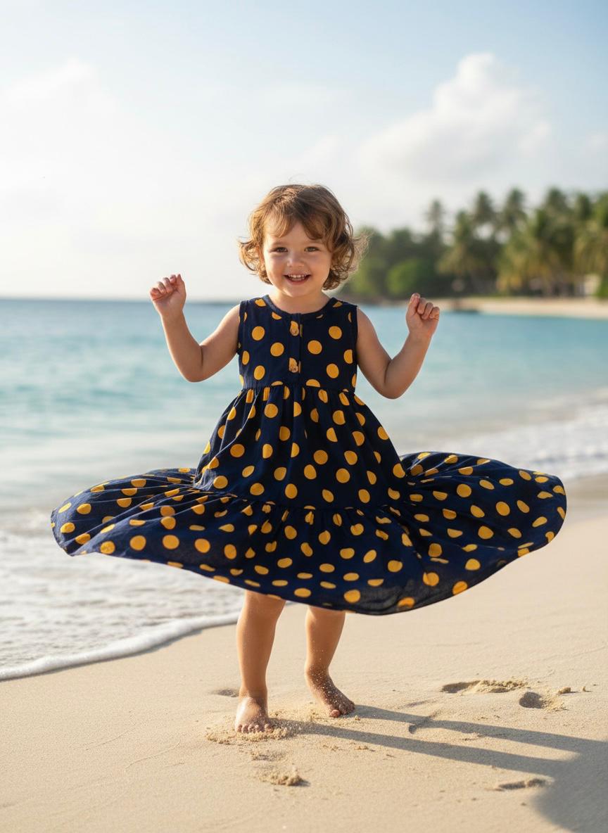 Classic Polka sleeveless Girl Dress