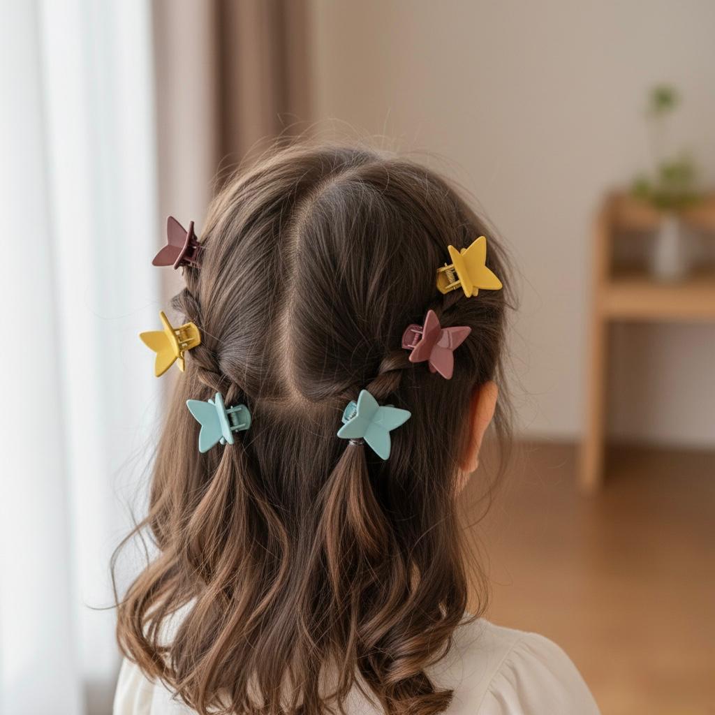 6-Piece Butterfly Garden Hair Clip Card for Girls
