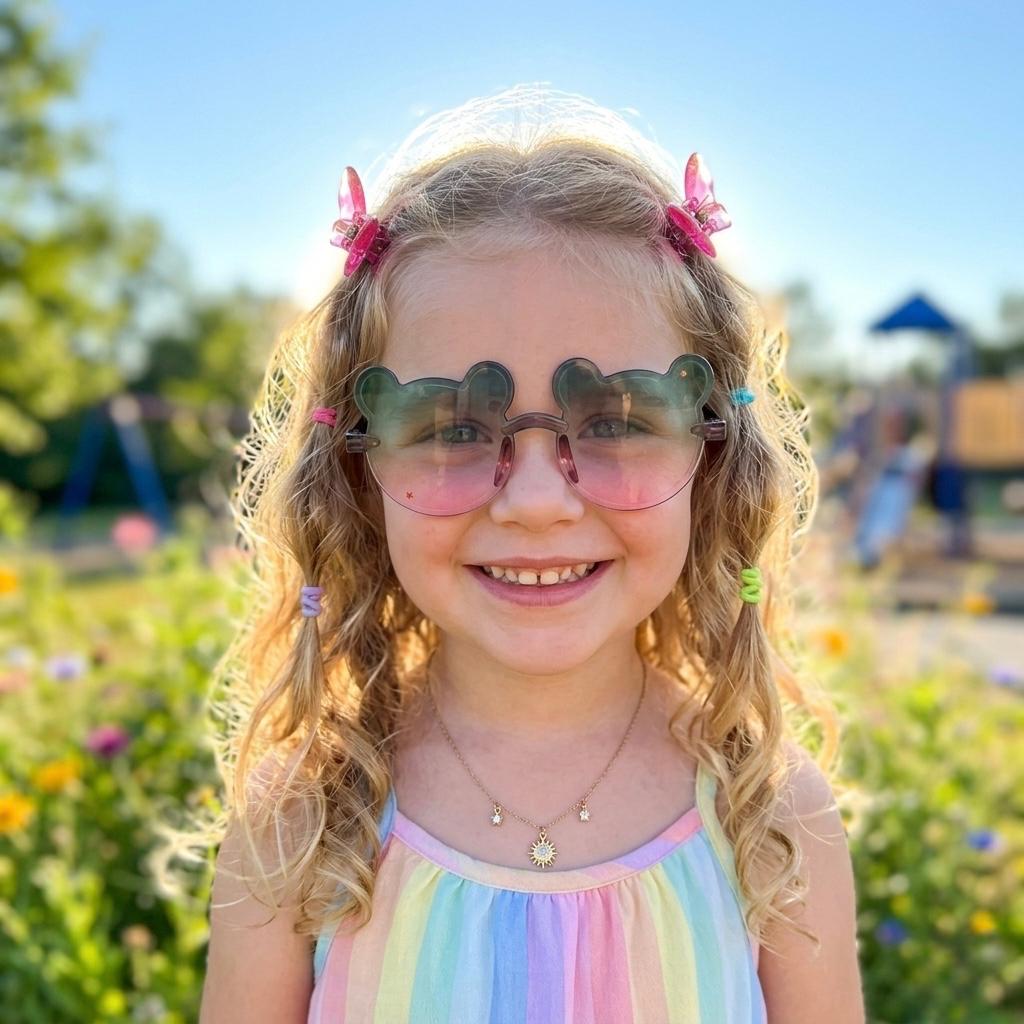 Kids’ Summer Glow Set – 1 Sunglass & 2-Piece Butterfly Clip Combo