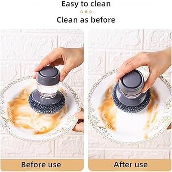 2-in-1 Soap Dispensing Pot & Dish Scrubber Brush